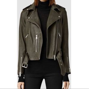 All Saints military green biker jacket💚